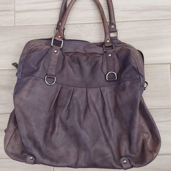 Nordstrom Vintage Purple Italian Leather Satchel Tote Handbag Size XL - Picture 8 of 8